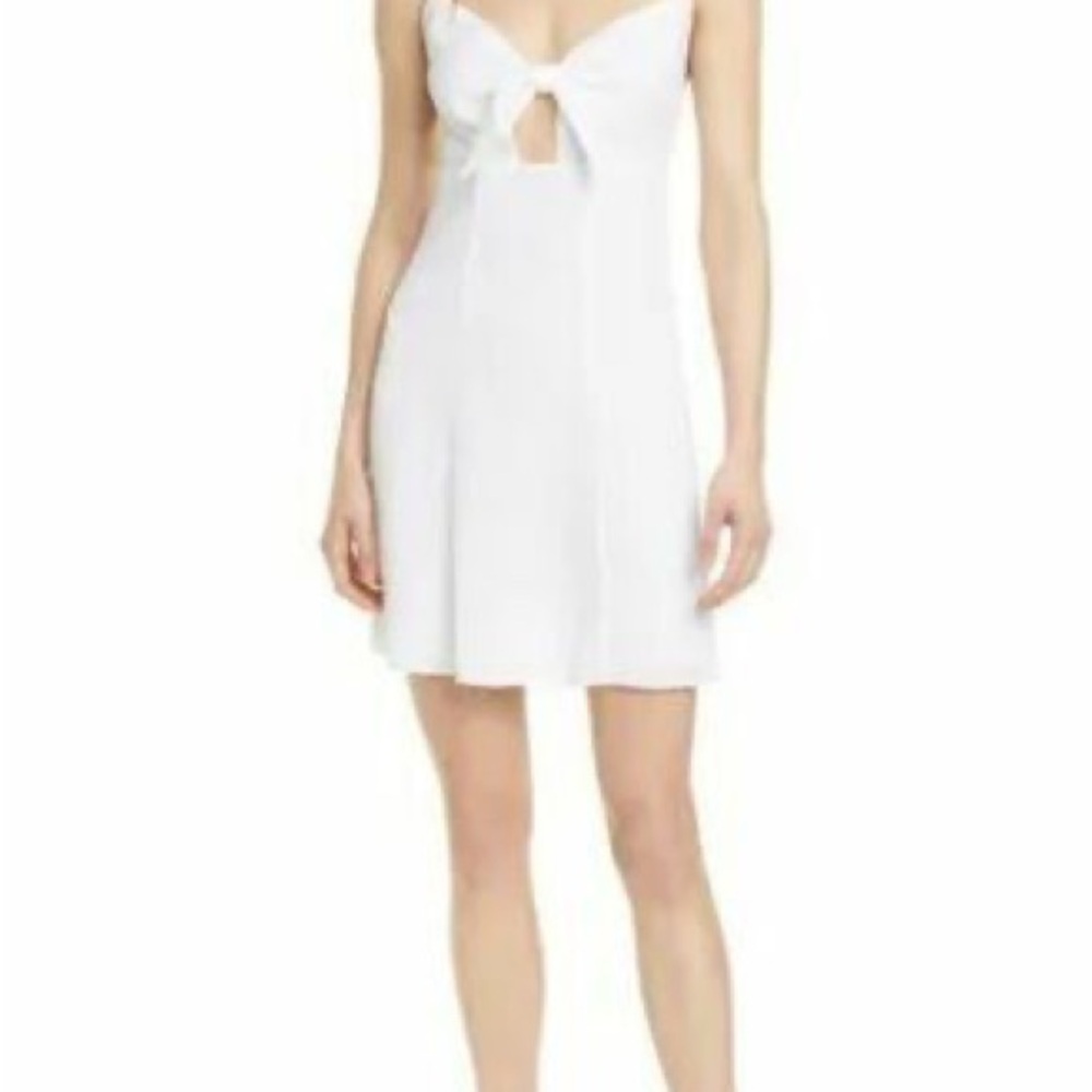 Alice+Olivia Roe tie-front mini white dress